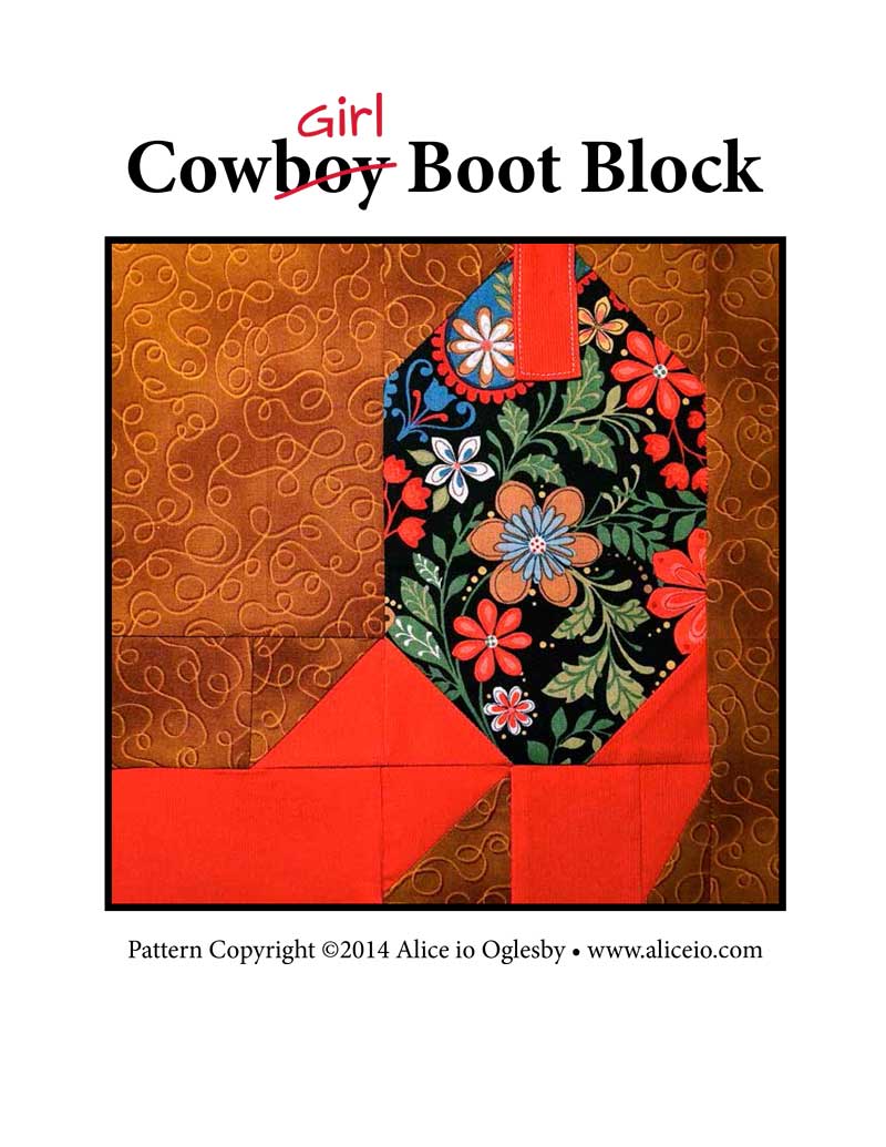 Cowboy Boot Quilt Block Pattern Instant Digital PDF Download 